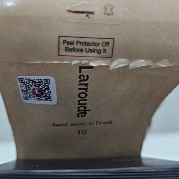 Larroude James Ankle Boot Womens 10 Cream Leather Tall Block Heel Pointed Toe - Picture 14 of 15